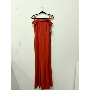 NWT Cachet Off-The-Shoulder Long Mermaid Formal Dress Red Women's Size 10
